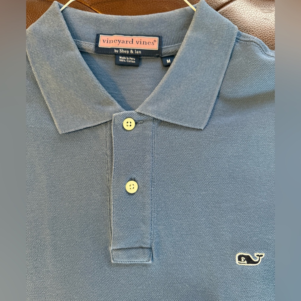 Vineyard Vines Men's Slate Blue Polo with Whale Logo